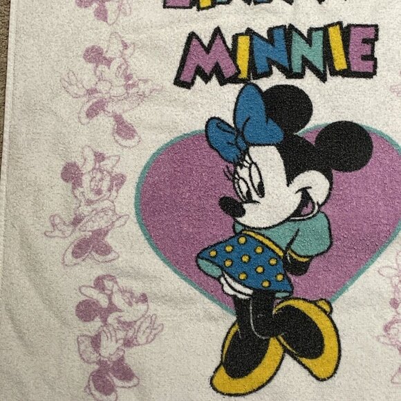 Vintage Disney Minnie Bath Towel Love Hearts 100% Cotton 39X23" Cannon USA - Picture 3 of 8